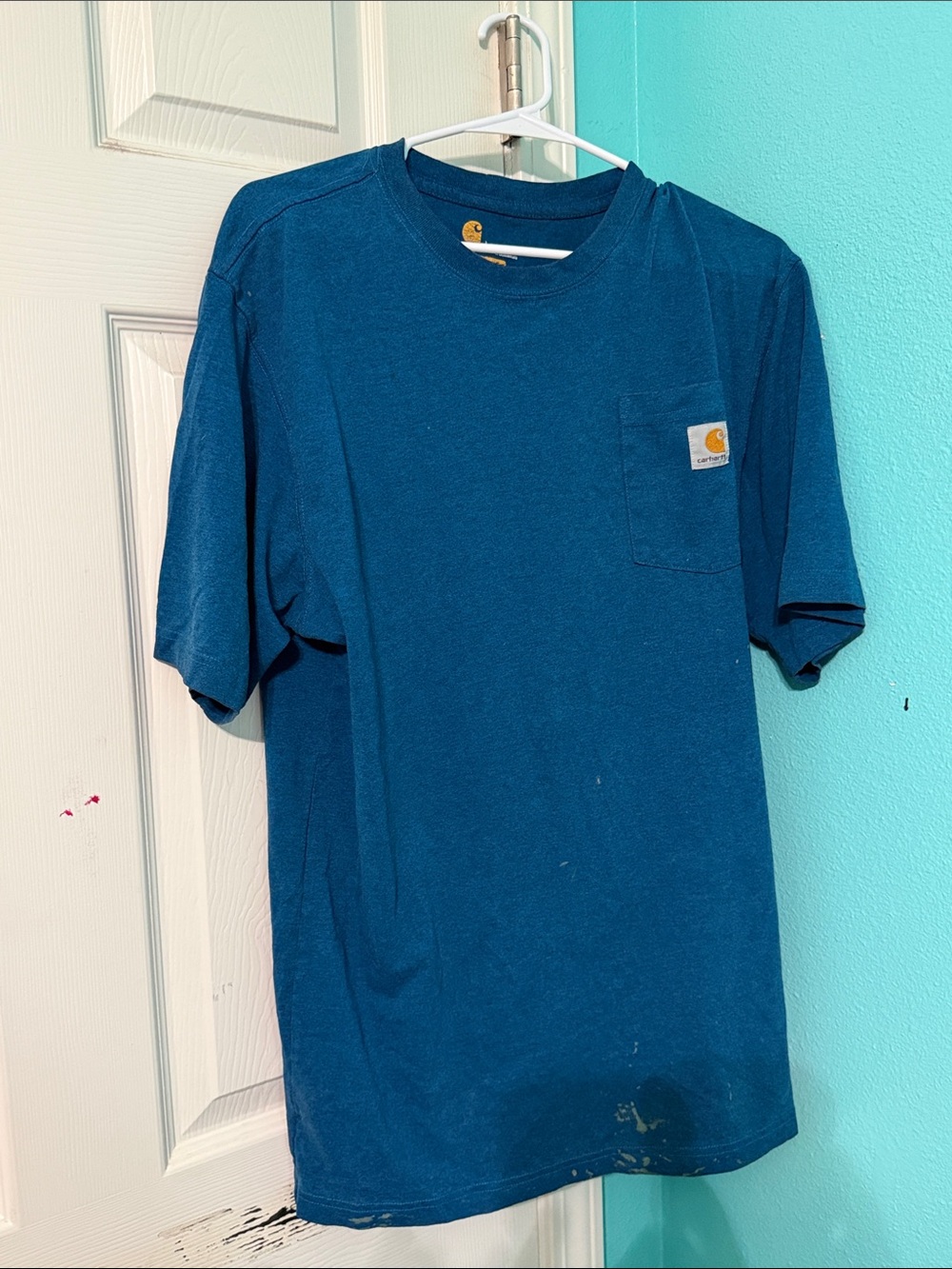 Carhartt Men's Teal Crew Neck Pocket Tee